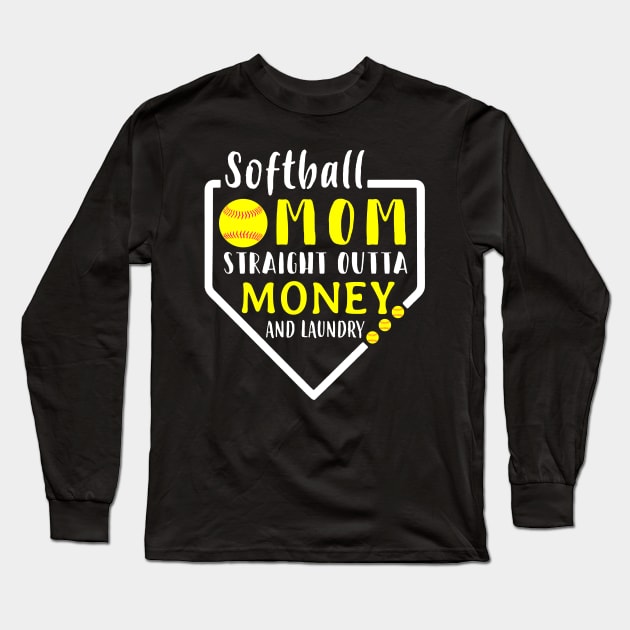 Softball Mom Straight Outta Money Laundry Detergent Long Sleeve T-Shirt by gotravele store